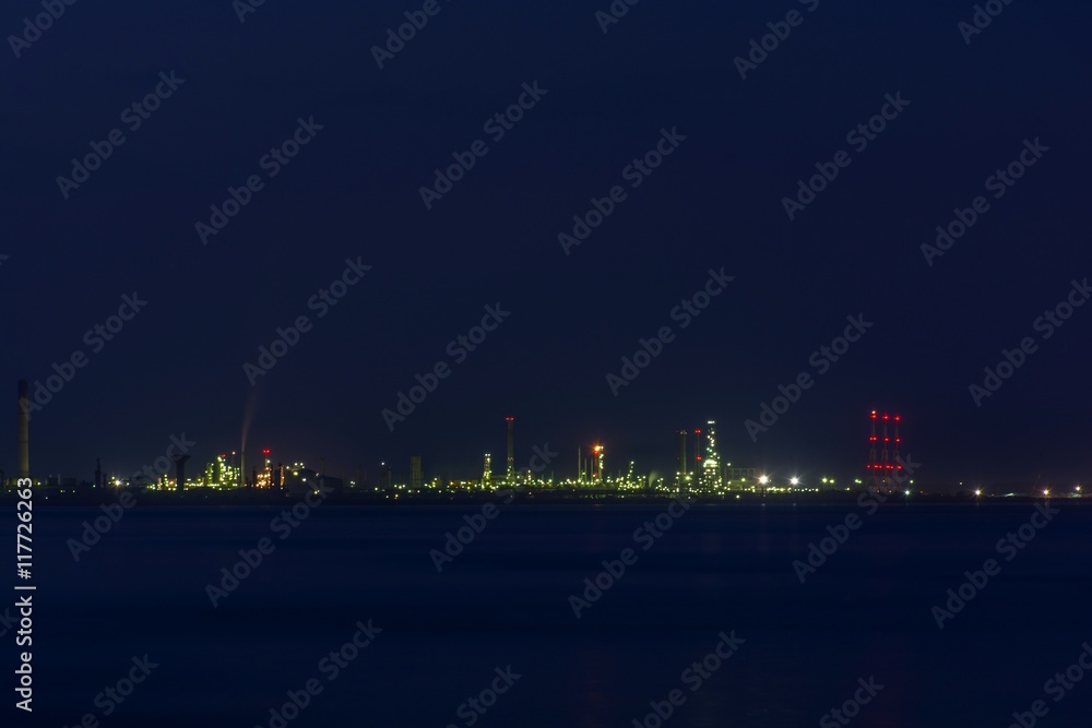 Nightview of Oil refinery factory