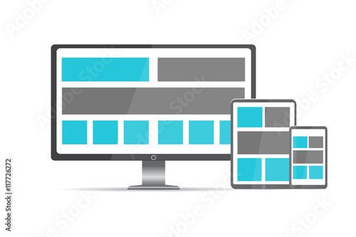 Responsive pc. Flat design modern vector illustration. SEO optim