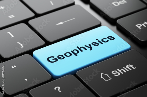 Принти на полотні Science concept: Geophysics on computer keyboard background