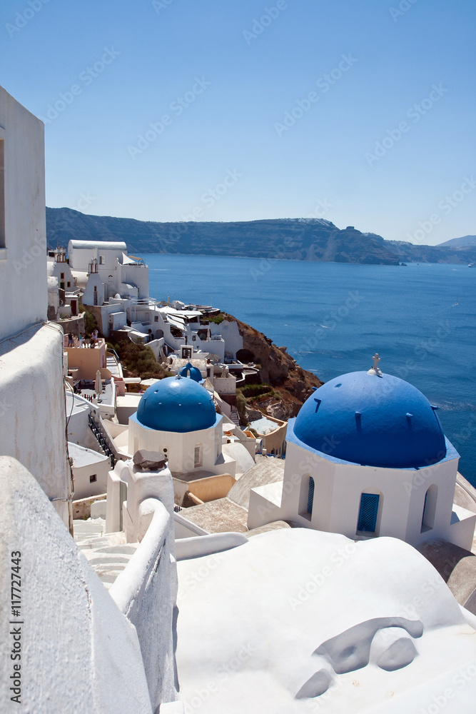 Classic - Blue Roof Church, White Wash Walls Greece Stock Photo | Adobe Stock