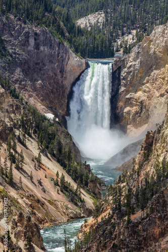 Grand Canyon of the Yellowstone with river at the bottom near the Lower Falls from Artists Point. Yellowstone National Park  Wyoming