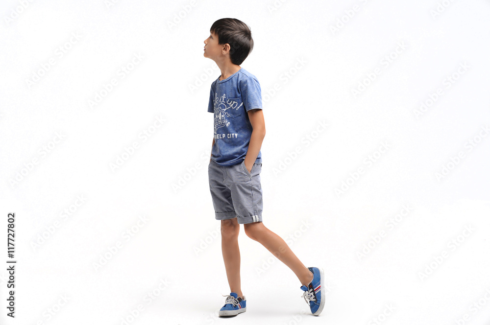 Portrait of pensive boy on white background Portrait of pensive boy on white background