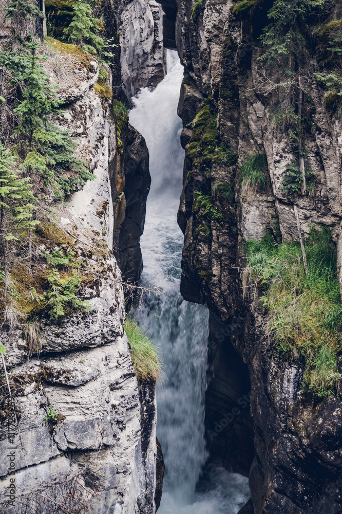 Water stream running down a hillside