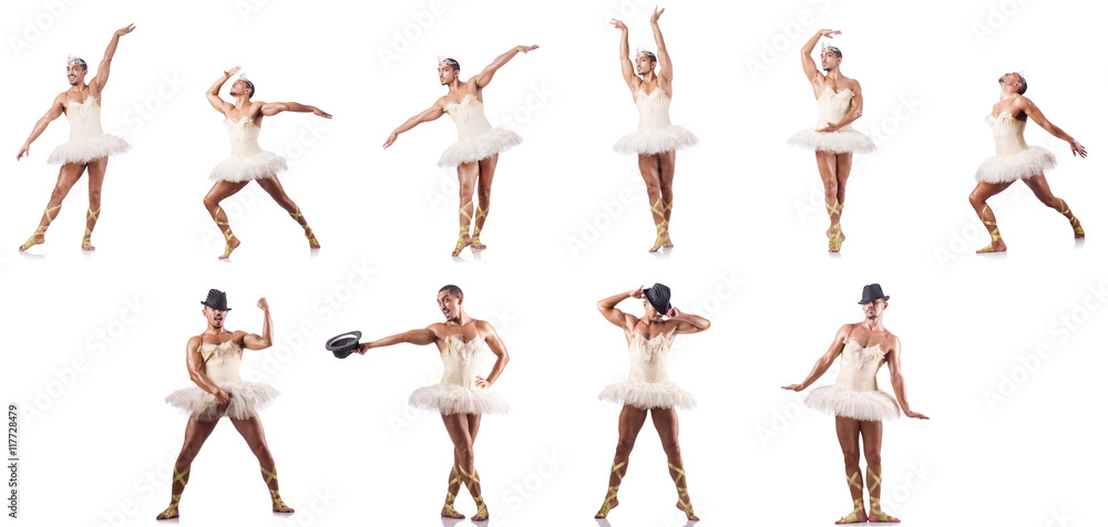Man in ballet tutu isolated on white Man in ballet tutu isolated on white