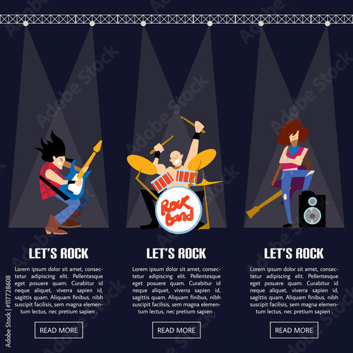 Rock band music group with musicians concept of artistic people vector illustration