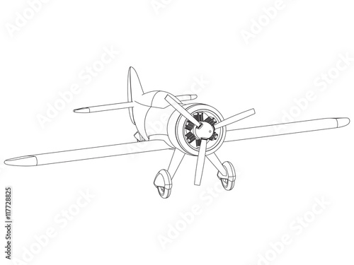 Vector isolated propeller plane drawing