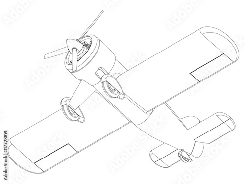 Vector isolated propeller plane drawing