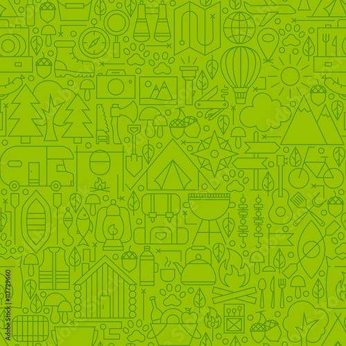 Adventure Camping Line Tile Pattern