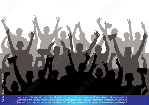 A crowd of people cheering