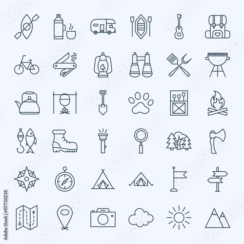 Line Camping Icons