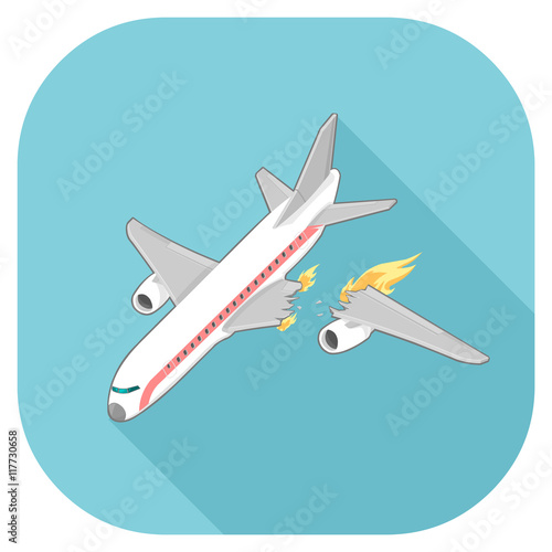 Vector Air Crash icon. Isometric Airplane Disaster. 