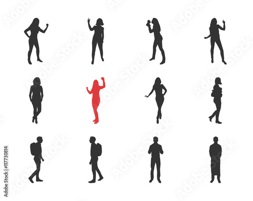 People, male, female silhouettes in different casual poses