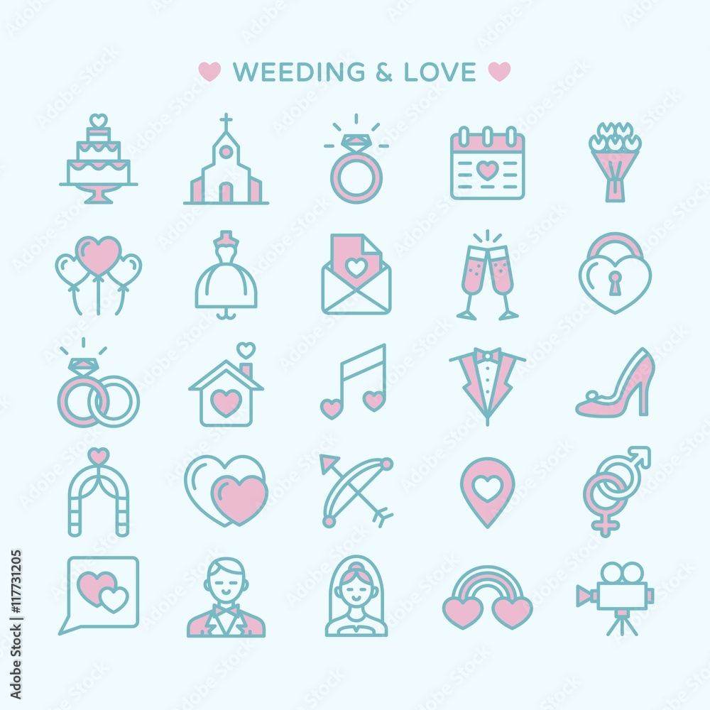 Wedding and love icons