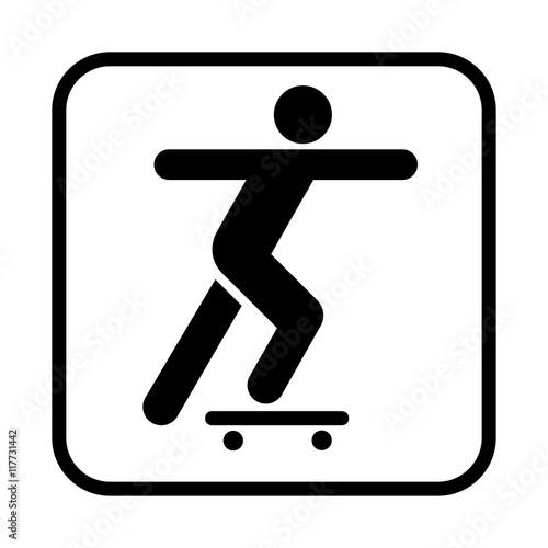 Skateboarding icon. Flat vector illustration isolated on white background.