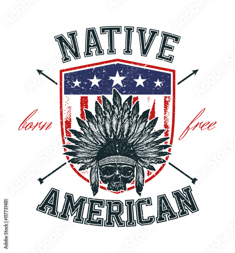 skull indian chief hand drawing style