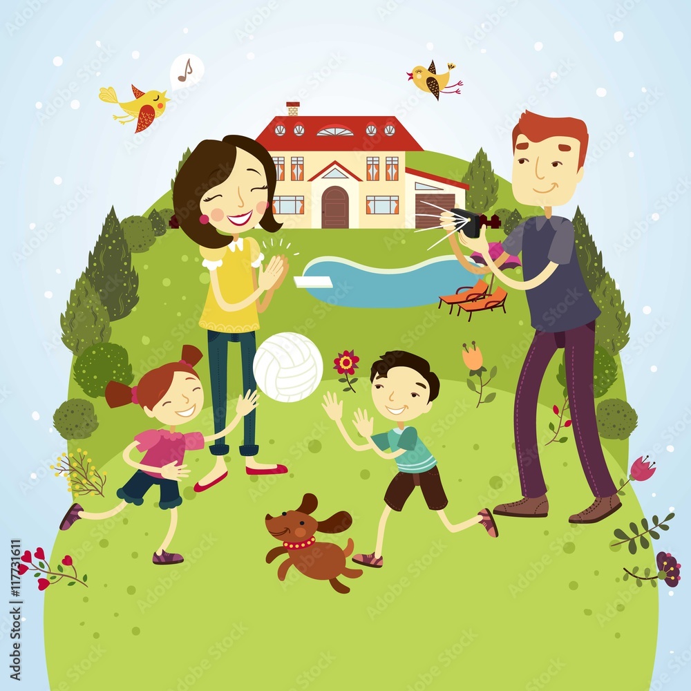 Naklejka premium Happy family having fun