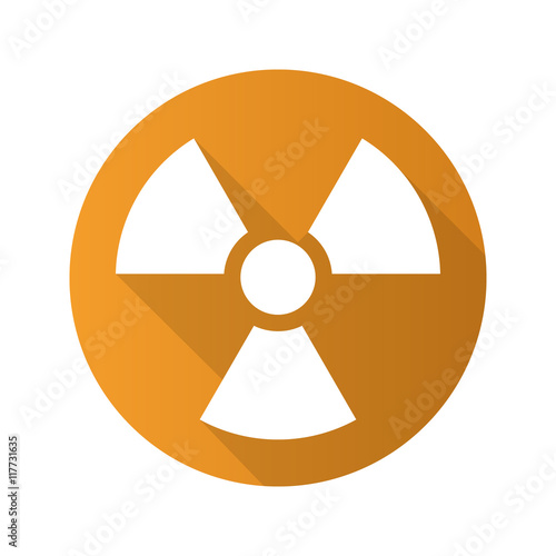 Radiation sign flat design long shadow icon