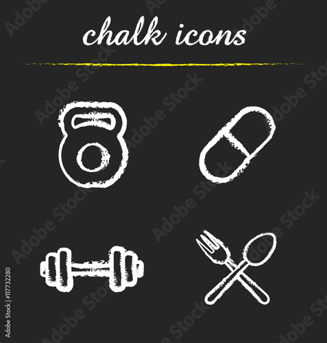 Sport and diet icons set