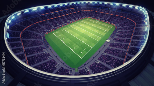 amazing rugby stadium with fans under roof photo