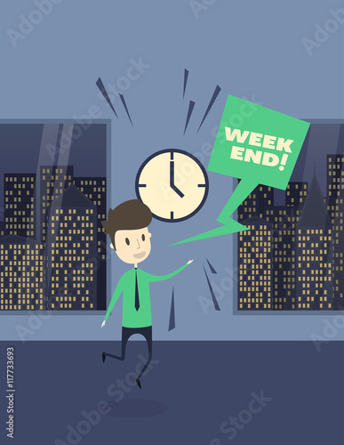 Happy man finishing the work 