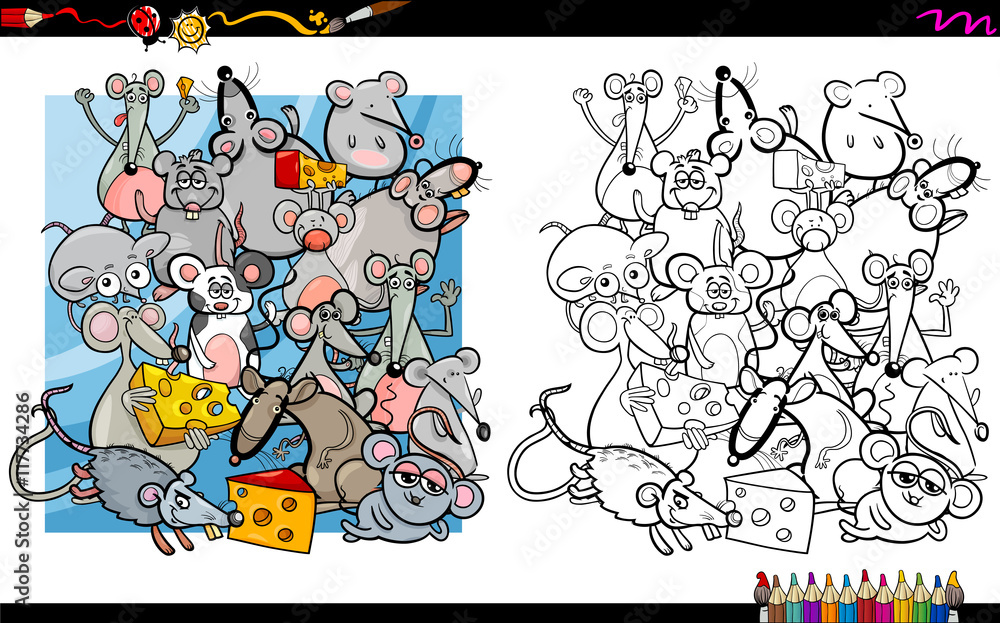 Obraz premium mouse characters coloring book