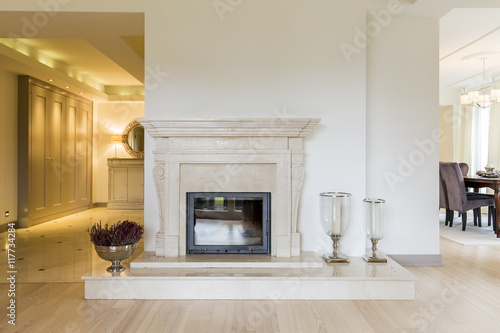 Classic beauty of a marble moulded mantel photo