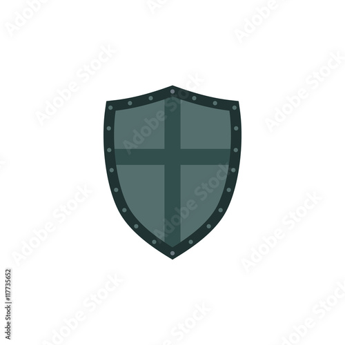 Ancient shield icon in flat style on a white background