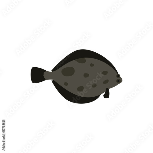 Flounder fish icon in flat style on a white background