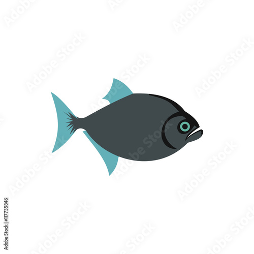 Fish icon in flat style on a white background