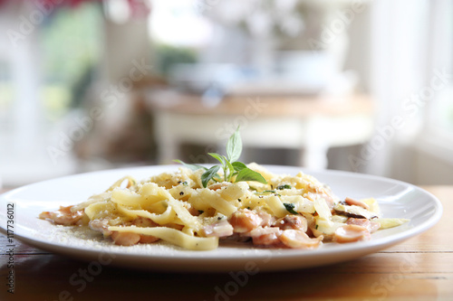 Pasta carbonara Italian food photo