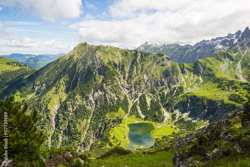 Germany, Bavaria, Allgaeu, Allgaeu Alps, Unterer Gaisalpsee, Upper Gaisalp Lake, Entschenkopf in the background photo