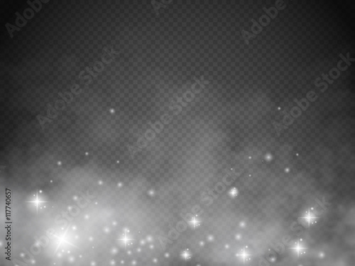 Fog or smoke with glow light isolated transparent special effect. Vector