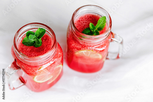 Wallpaper Mural Healthy watermelon smoothie on a wood background. Freshly blended watermelon Smoothies. Torontodigital.ca