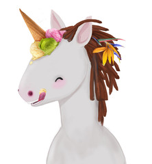 Wandcirkels Eenhoorn Schattige kleine pony tekening  © cofeee