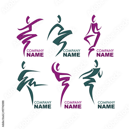 Abstract Dancing People Silhouette for Your Logo