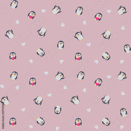 seamless pattern with cute penguins