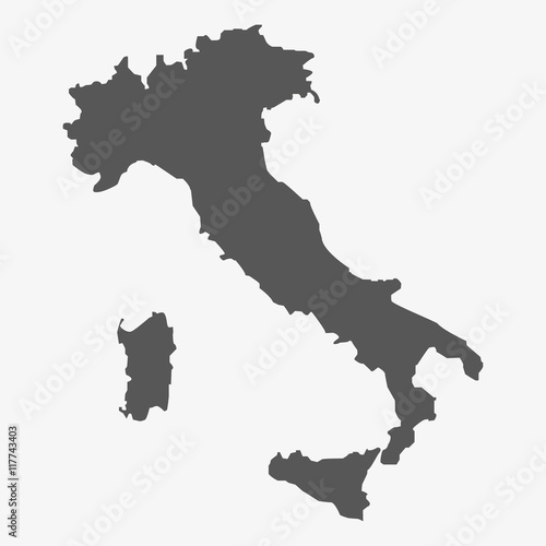 Italy map in gray on a white background