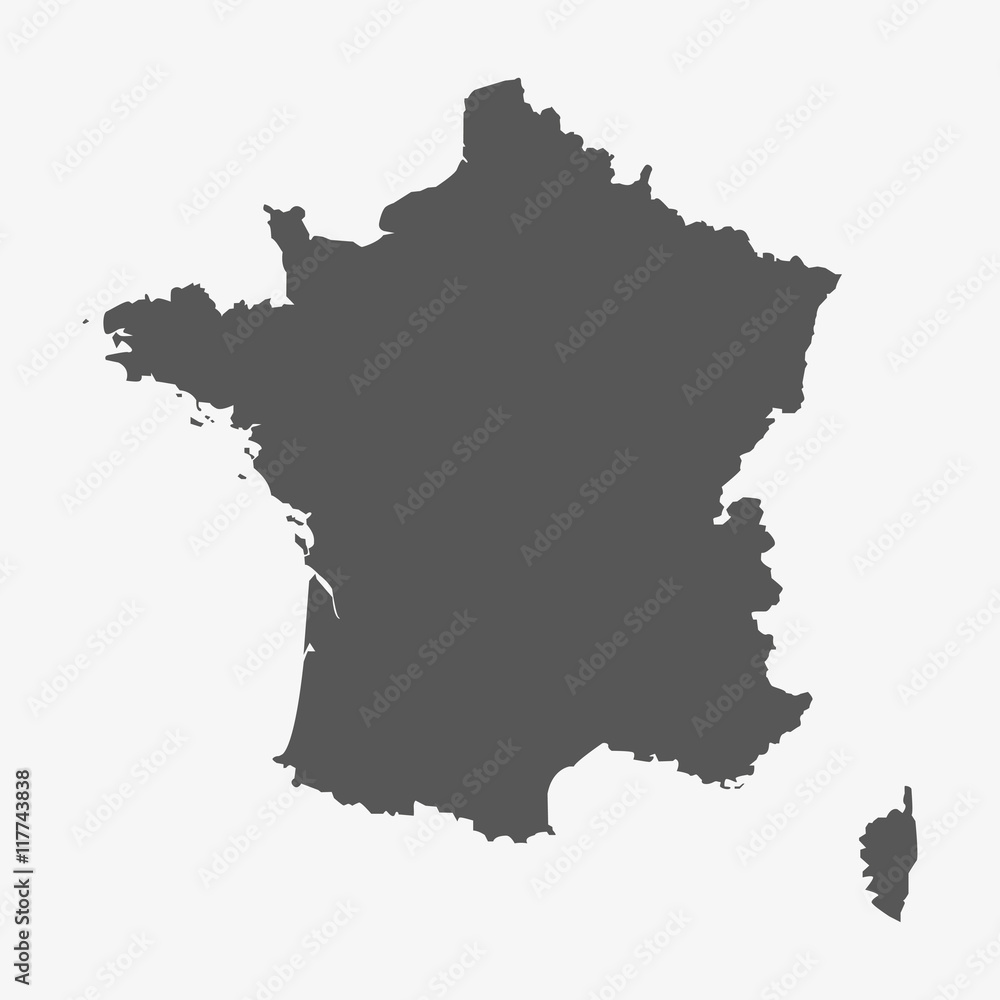 France map in gray on a white background