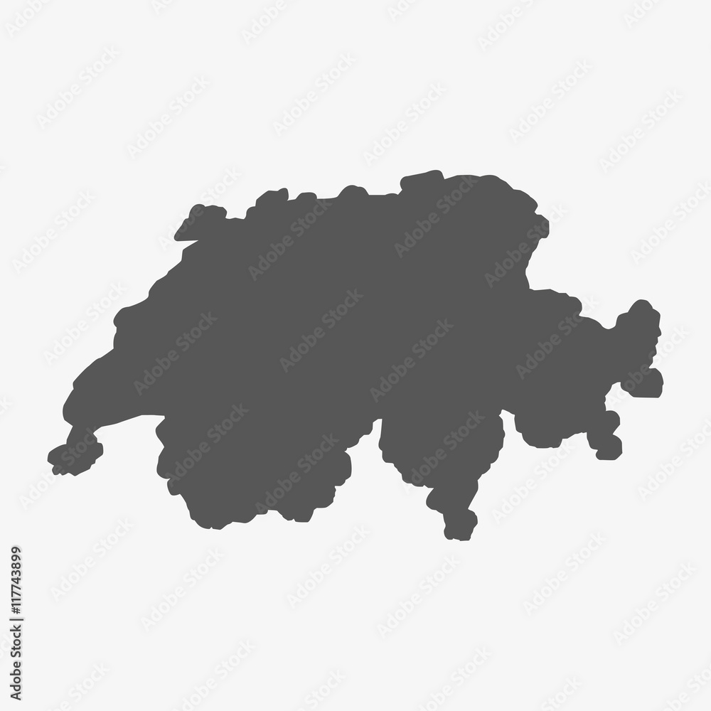 Switzerland map in gray on a white background