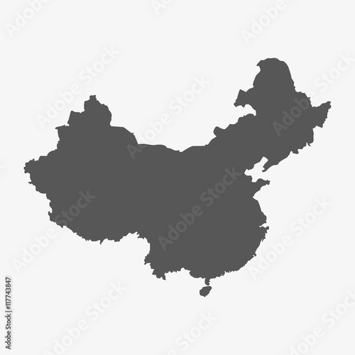 China map in gray on a white background