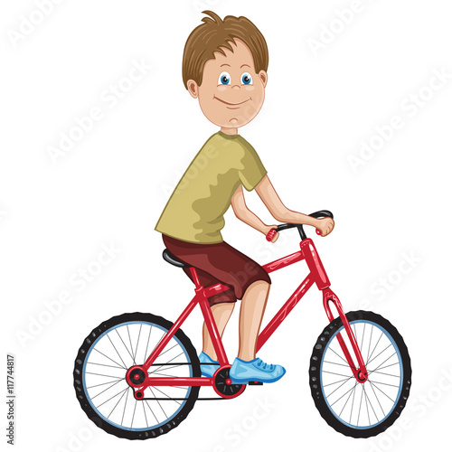 Illustration of an cute boy riding bike