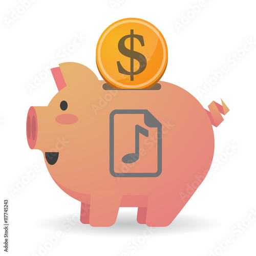 Isolated  piggy bank icin with  a music score icon photo