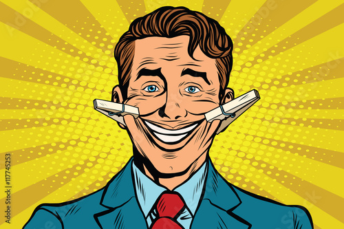 The false smile face with clothespins