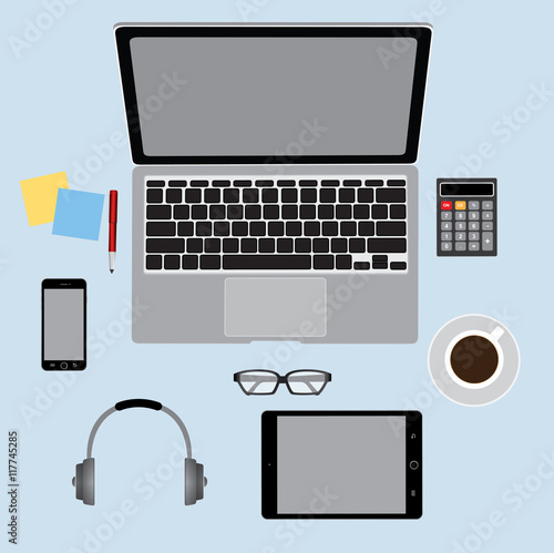 Office table top view, Business Concept Vector 10