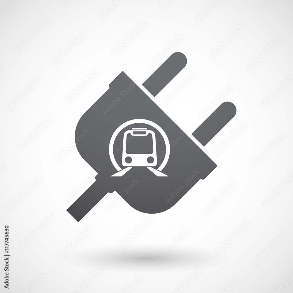 Isolated male plug with a subway train icon Isolated male plug with a subway train icon