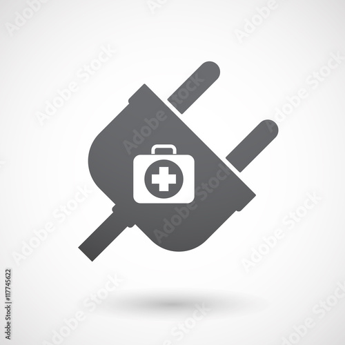 Isolated male plug with  a first aid kit icon