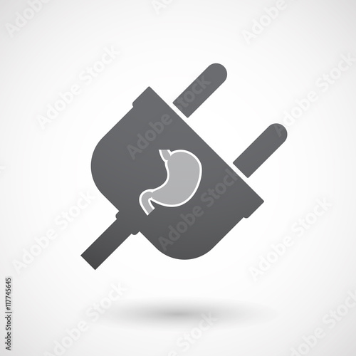 Isolated male plug with  a healthy human stomach icon