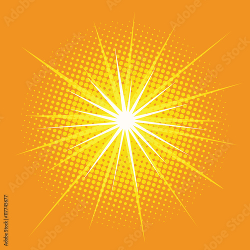 bright star with rays pop art retro background