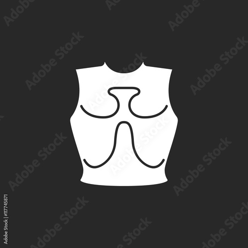 Old iron cuirass symbol simple icon on background
