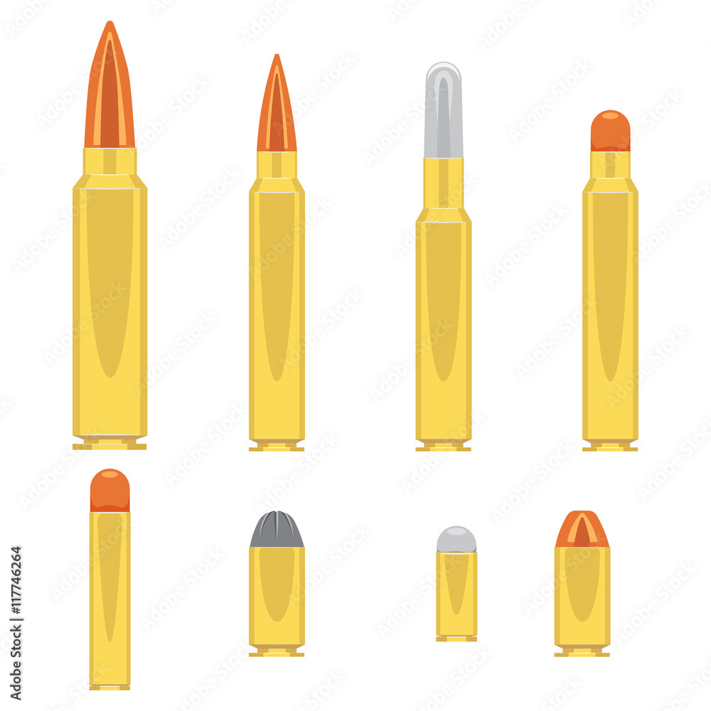 Obraz premium Bullets set vector illustration isolated on white background
